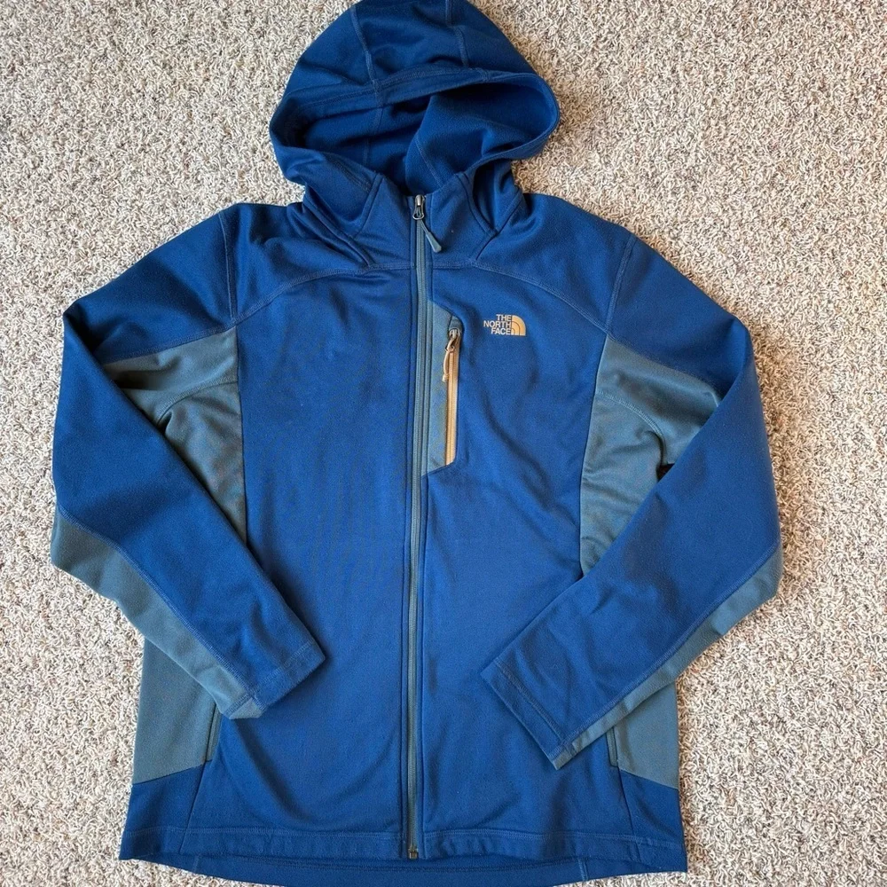 The North Face AO Softshell Hoodie Shady Blue Grey Mens Large Outdoor Hiking